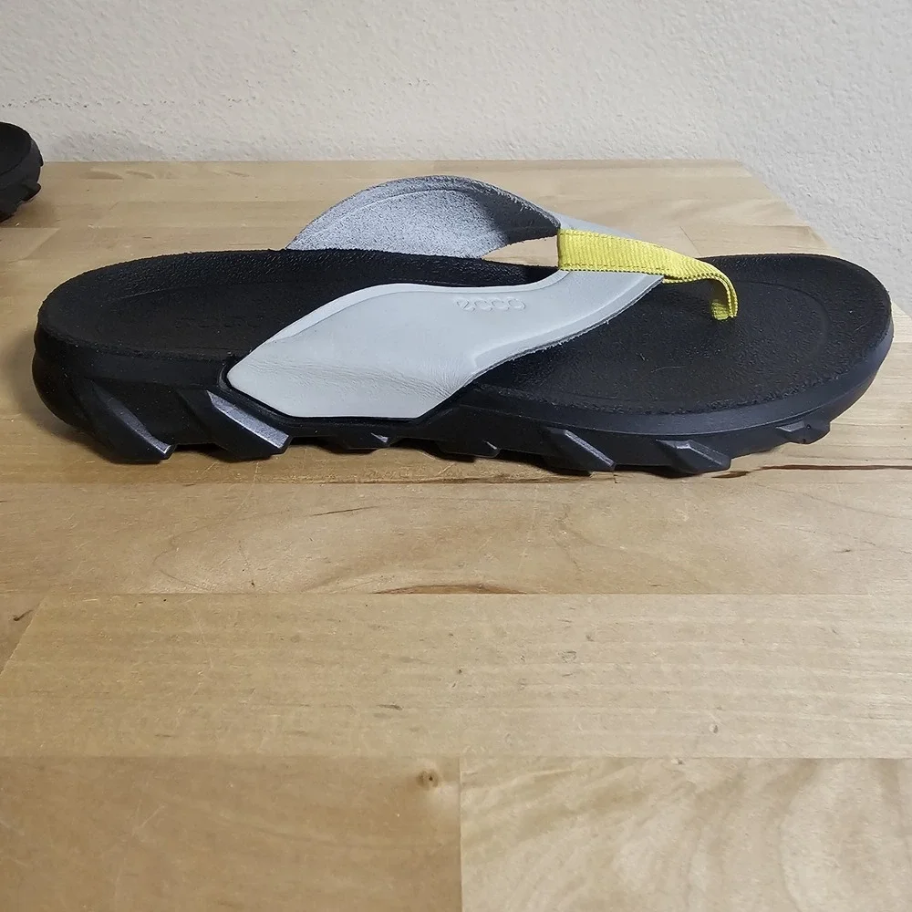Men's Ecco MX Flipsider Flip Flop Sandals EUR 36 US 2-2.5 Grey And Yellow Upper‎